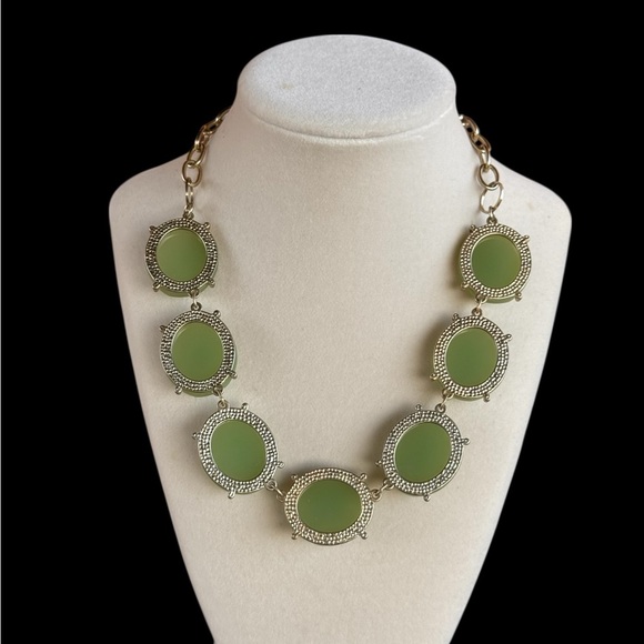 Premier Designs Pale Green Facet Stones Gold Costume Jewelry Necklace - Picture 3 of 12